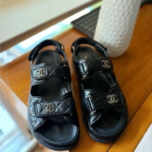 [CHANEL]★Velcro Sandals★Black CHANEL | Shoes | Chanel Velcro Quilted Black On Black Dad